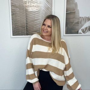 ✨SALE✨Stripped Loose Fit Sweater {CREAME/BEIGE}